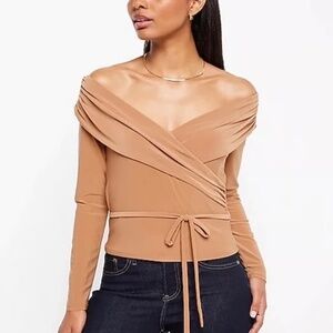NWT Express Long Sleeve Wrap Off Shoulder Top XXS
